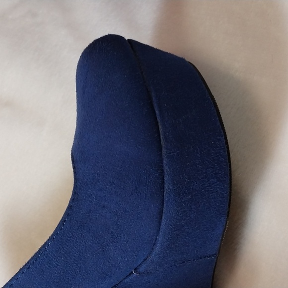 ROYAL BLUE PLATFORM WEDGE HEELS - Picture 8 of 11